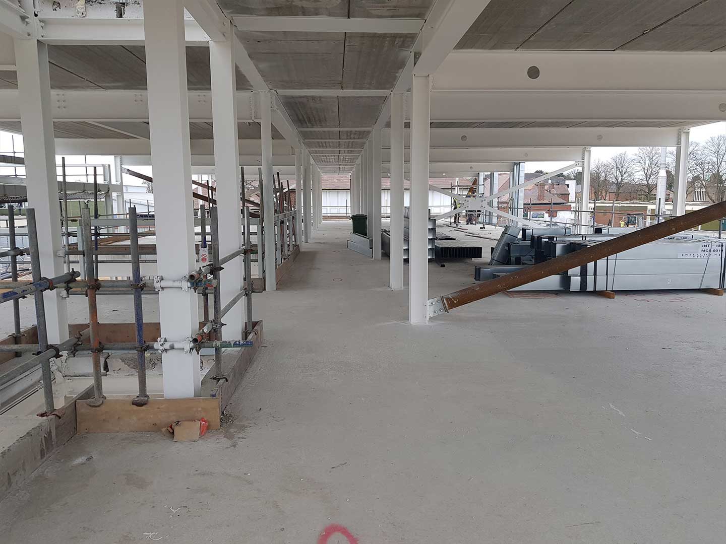 Screed installation in progress